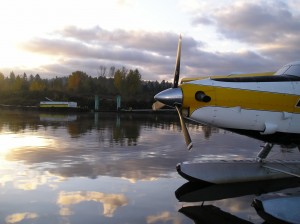 The float plane prepares to take off. Photo by Jeff Rice.