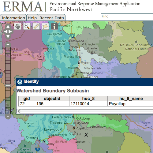 Screenshot of NOAA's ERMA online mapping tool