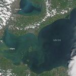 An algae bloom covers a huge section of Lake Erie. Photo courtesy of NASA.