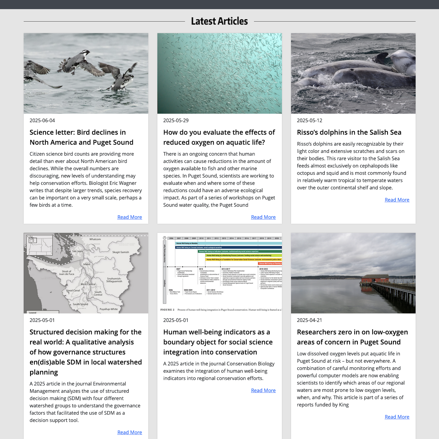 Screenshot of Encyclopedia of Puget Sound website